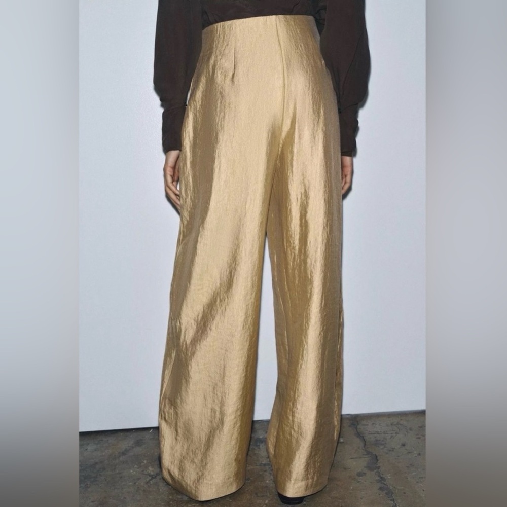 Zara Wide-Leg Pants in Light Gold - Picture 3 of 5